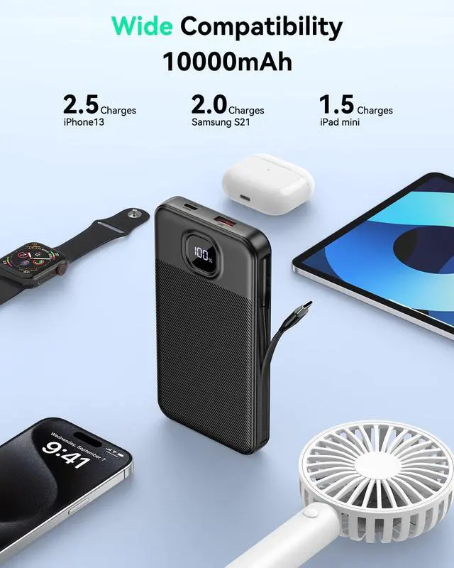 Alt view image 3 of 7 - Power Bank with Built in Cable