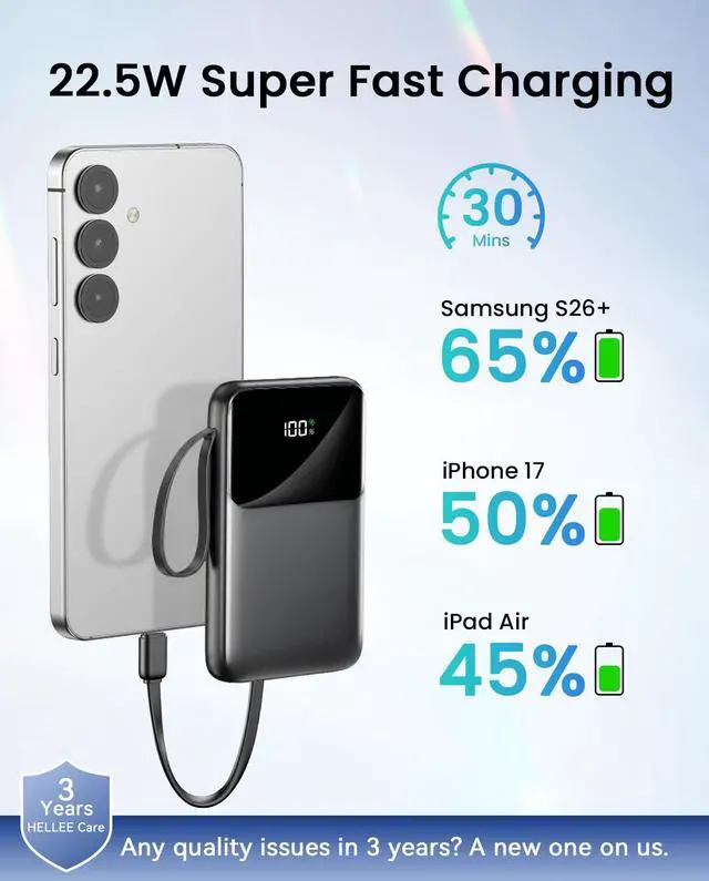 Alt view image 5 of 7 - Power Bank 10000mAh 22.5W Fast Charging Portable Charger