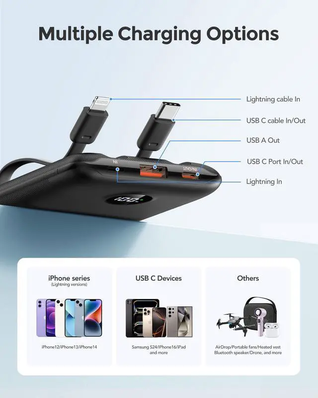 Alt view image 6 of 7 - Power Bank Fast Charging WeeFancy 10000mAh Portable Charger