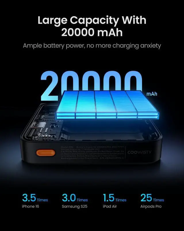 Alt view image 5 of 7 - Power Bank 22.5W 20000mAh Powerbank Fast Charging