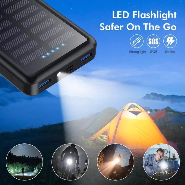 Alt view image 5 of 7 - Solar Power Bank USB C 26800mAh Portable Charger