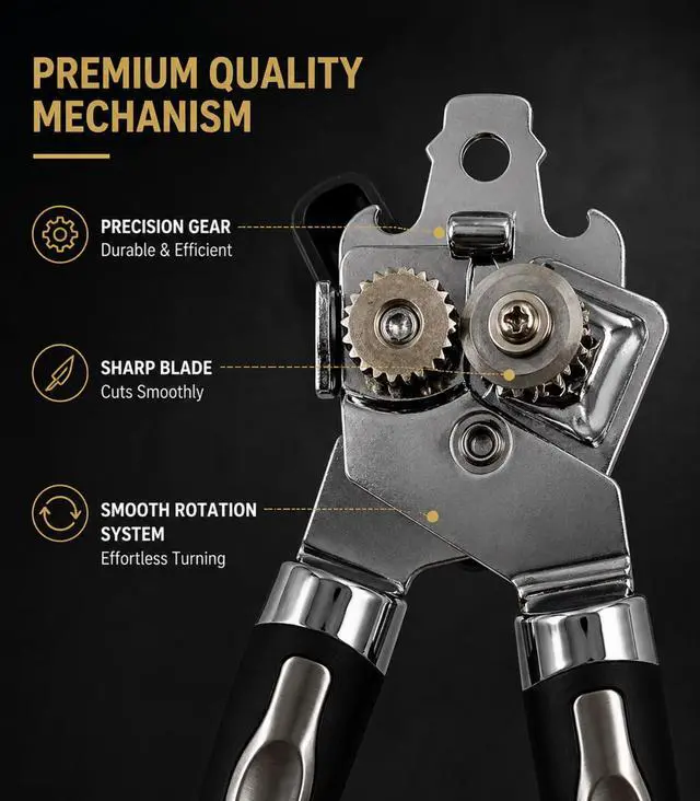 Alt view image 4 of 6 - Can Opener - Heavy Duty Stainless Steel Handheld Can Opener with Comfortable Handle