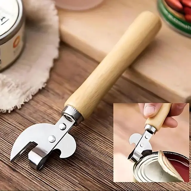 Alt view image 3 of 6 - StainlessSteel SideCut Can Opener with Ergonomic Wood HandleKitchen