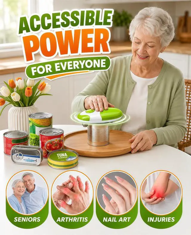 Alt view image 2 of 6 - One-Touch Automatic Tin Opener with Smooth Edge Cutting and Lid Remover