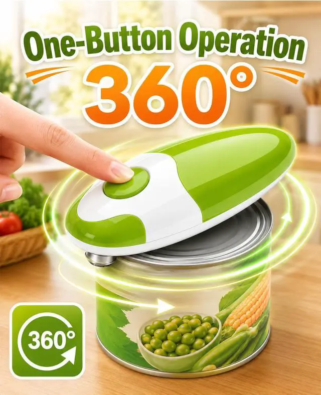 Alt view image 6 of 6 - One-Touch Automatic Tin Opener with Smooth Edge Cutting and Lid Remover