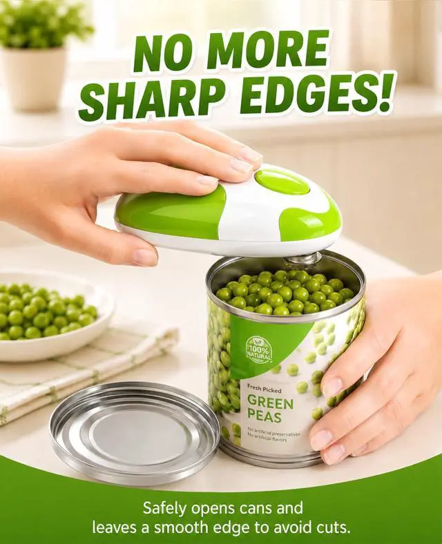 Alt view image 4 of 6 - One-Touch Automatic Tin Opener with Smooth Edge Cutting and Lid Remover