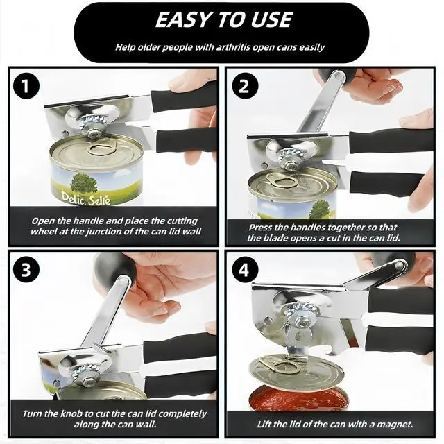 Alt view image 6 of 6 - Hand Crank Can Opener with Comfortable Extra-Long Handles