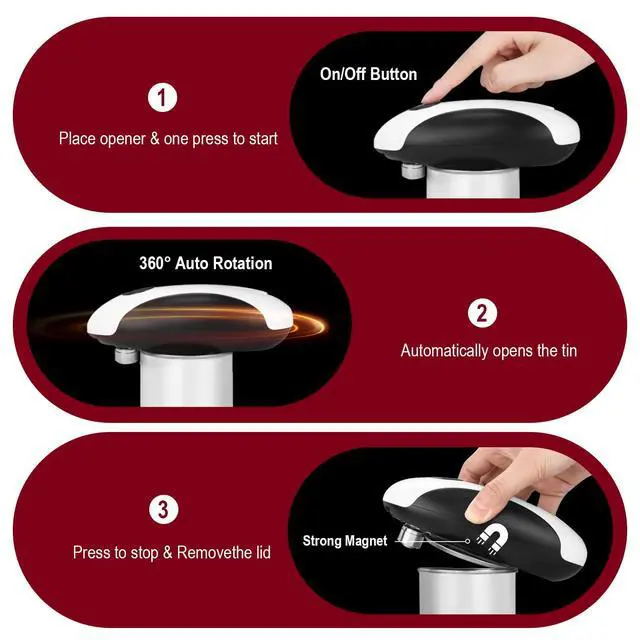 Alt view image 2 of 6 - Rechargeable Electric Can Opener One-Touch Automatic Tin Opener