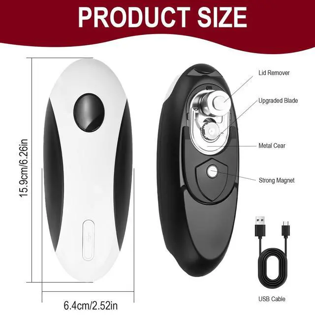 Alt view image 5 of 6 - Rechargeable Electric Can Opener One-Touch Automatic Tin Opener