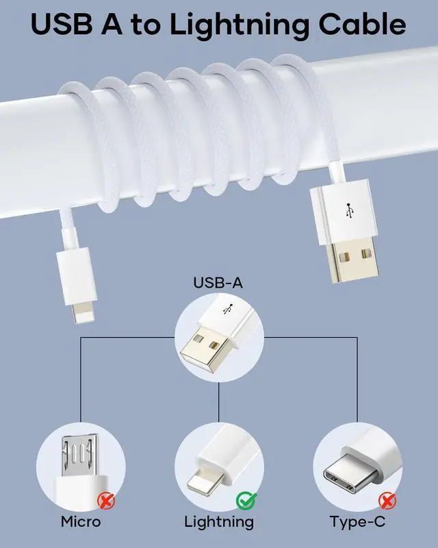 Alt view image 2 of 6 - USB A to Lightning Cable 1M