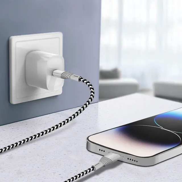 Alt view image 5 of 6 - iPhone Charger 2M Long Lightning Cable 3 Pack