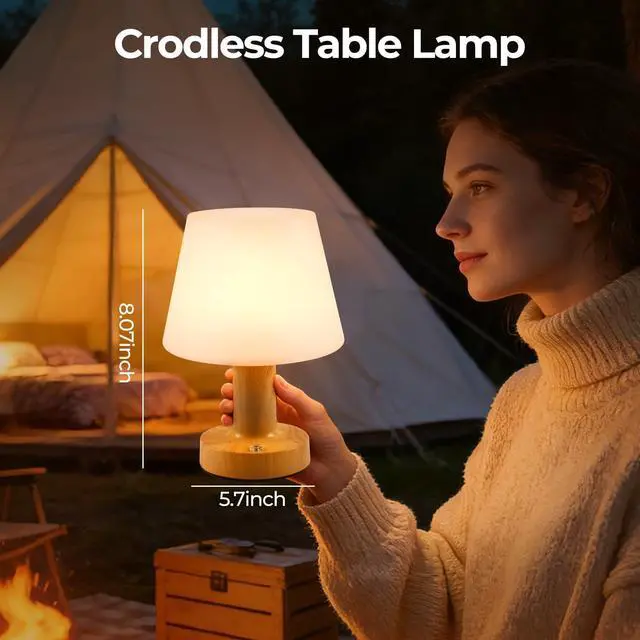 Alt view image 7 of 7 - Shower Lamp Waterproof Cordless Table Lamp 3-Color Dimmable Light
