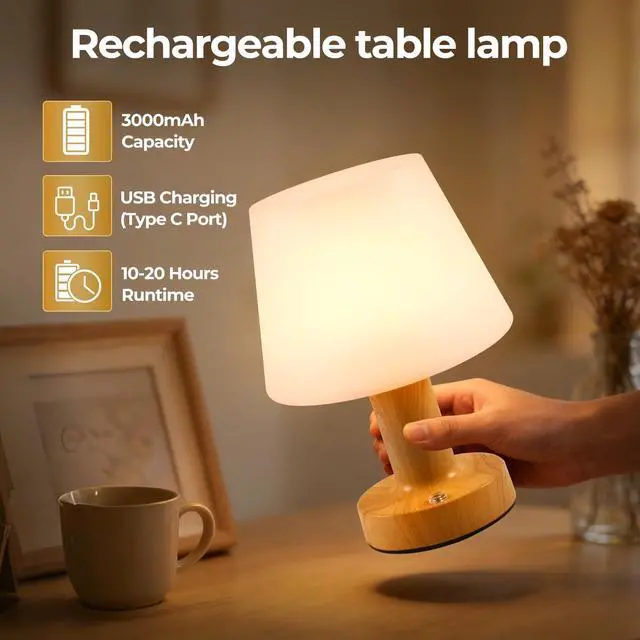 Alt view image 6 of 7 - Shower Lamp Waterproof Cordless Table Lamp 3-Color Dimmable Light