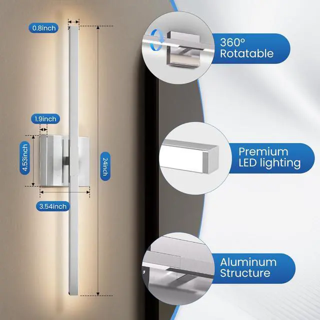 Main image of Modern Bathroom Vanity Light 24 Inch