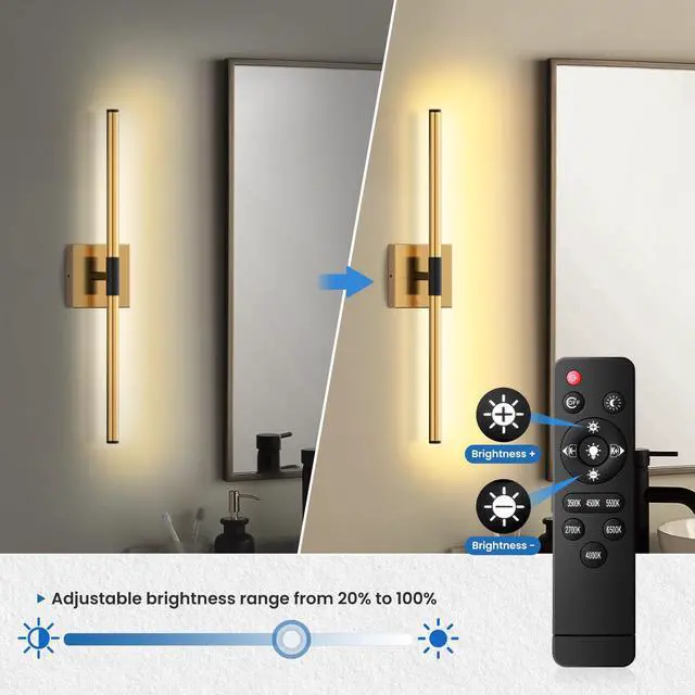 Alt view image 6 of 7 - 24 Inch Modern Bathroom Vanity Light with Rotatable Bar