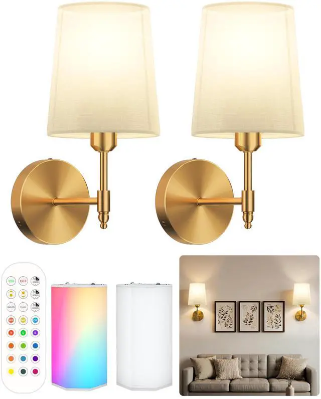 Main image of Battery Rechargeable Wall Lights Set of 2 | 15000mAh