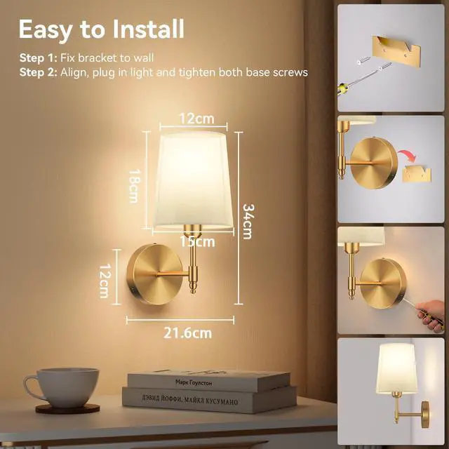 Alt view image 4 of 5 - Battery Rechargeable Wall Lights Set of 2 | 15000mAh