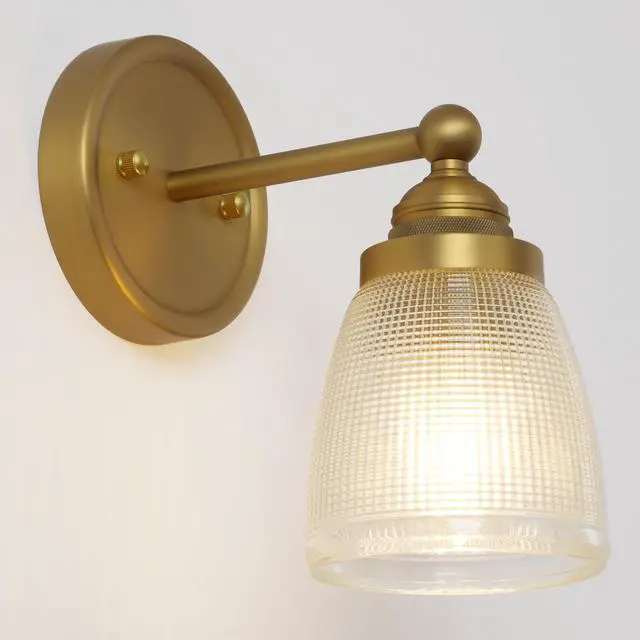 Main image of Industrial Wall Light Sconce with Clear Ribbed Glass Lampshade