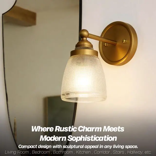 Alt view image 3 of 7 - Industrial Wall Light Sconce with Clear Ribbed Glass Lampshade