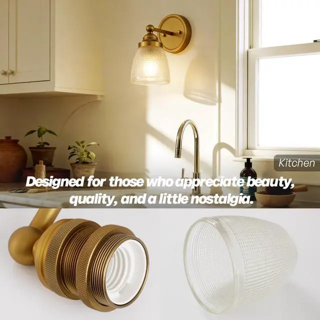 Alt view image 4 of 7 - Industrial Wall Light Sconce with Clear Ribbed Glass Lampshade
