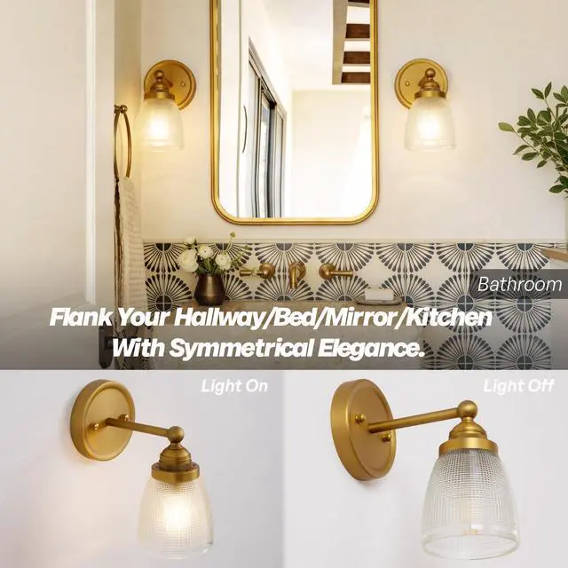 Alt view image 5 of 7 - Industrial Wall Light Sconce with Clear Ribbed Glass Lampshade