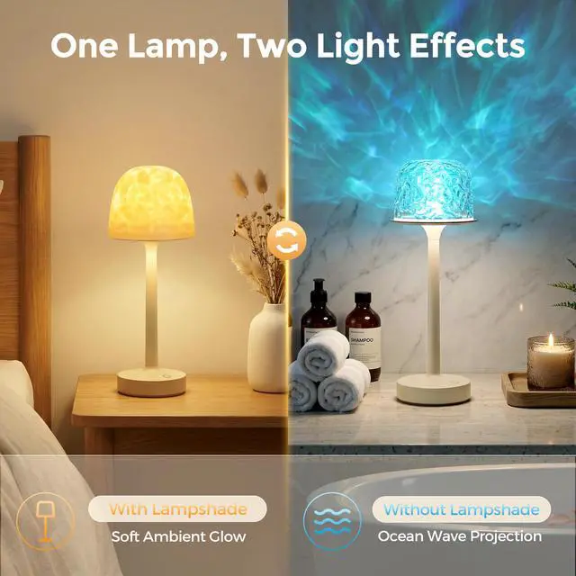 Alt view image 2 of 5 - Rechargeable Lamp Cordless Shower Table Lamp