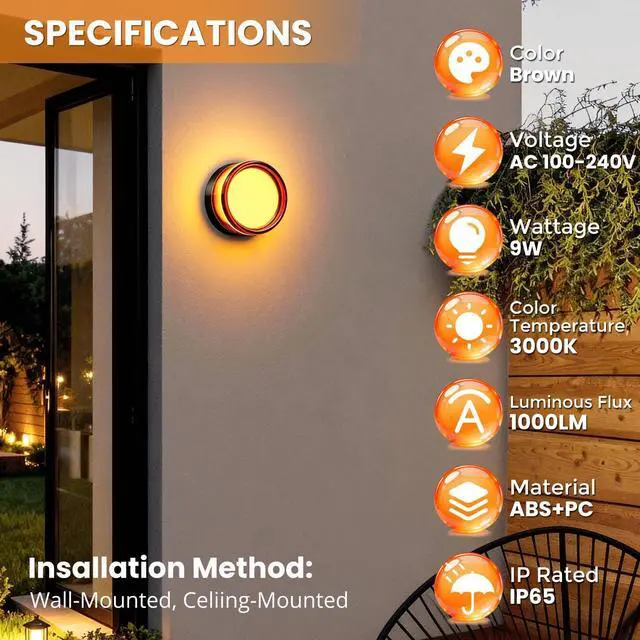 Alt view image 2 of 5 - 9W LED Wall Light Outdoor & Indoor IP65 Waterproof