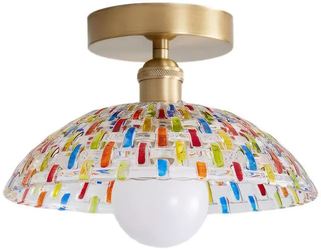 Main image of Colorful Vintage Glass Flush Mount Ceiling Light