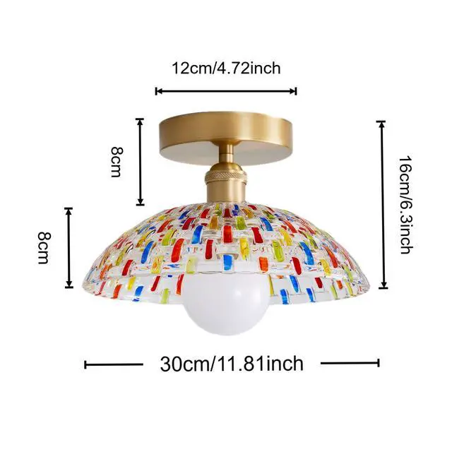 Alt view image 2 of 5 - Colorful Vintage Glass Flush Mount Ceiling Light