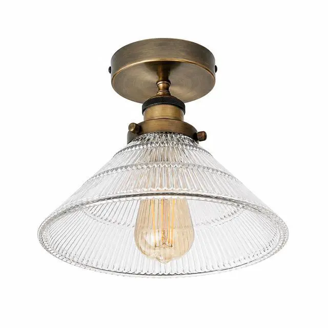 Main image of Lighting Vintage Ribbed Glass Ceiling Light E27