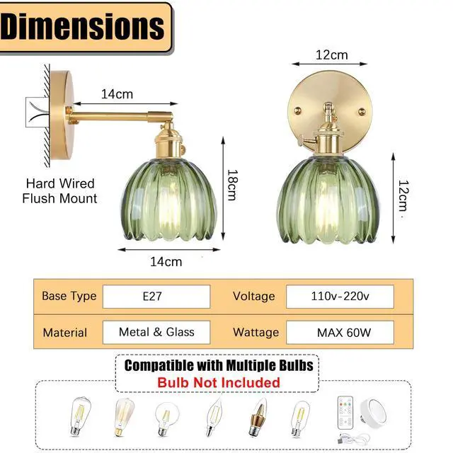 Alt view image 3 of 5 - Vintage Wall Light with Floral Glass Shade & Gold Metal Fittings