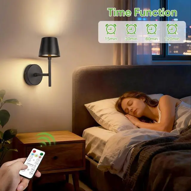 Alt view image 4 of 5 - 5200mAh Matte Black Rechargeable Wall Light Indoor