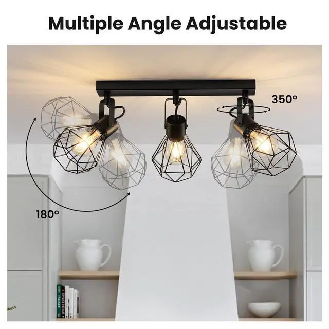 Alt view image 3 of 4 - Bathroom Vanity Light Fixtures: 3 Lights 90° Rotatable Black Wall Lights Over Mirror with Metal Shade
