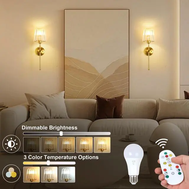 Alt view image 2 of 5 - Battery Operated Wall Lights Set of 2