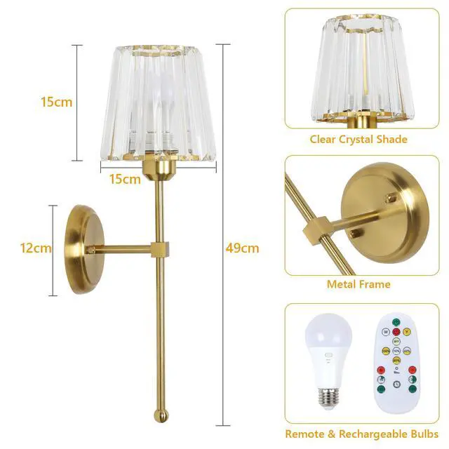 Alt view image 4 of 5 - Battery Operated Wall Lights Set of 2