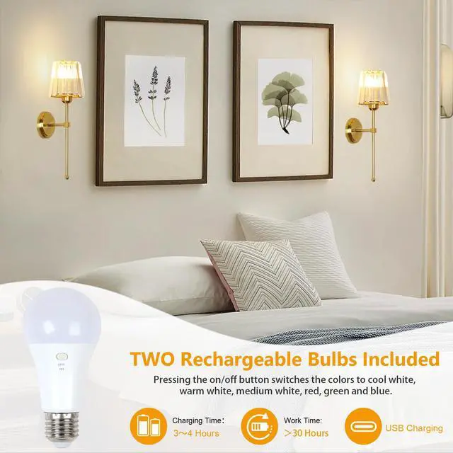 Alt view image 3 of 5 - Battery Operated Wall Lights Set of 2