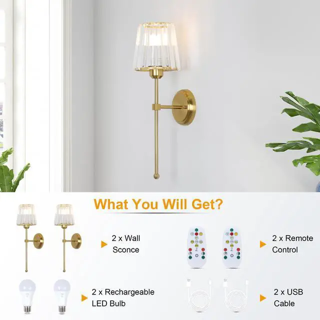Alt view image 5 of 5 - Battery Operated Wall Lights Set of 2