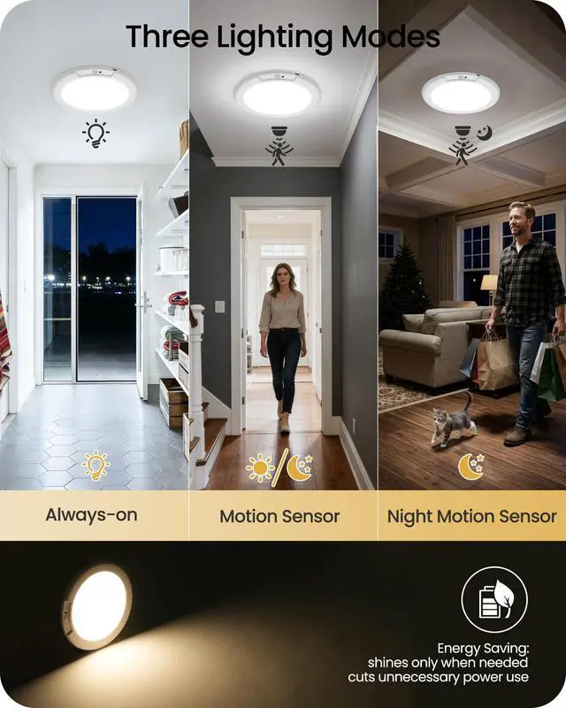 Alt view image 3 of 5 - 2 Pack Rechargeable Motion Sensor Ceiling Light with Remote