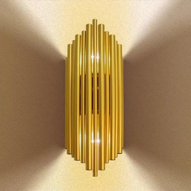 Alt view image 2 of 7 - Gold Wall Light Modern Aluminium Wall Sconce 2 x E14