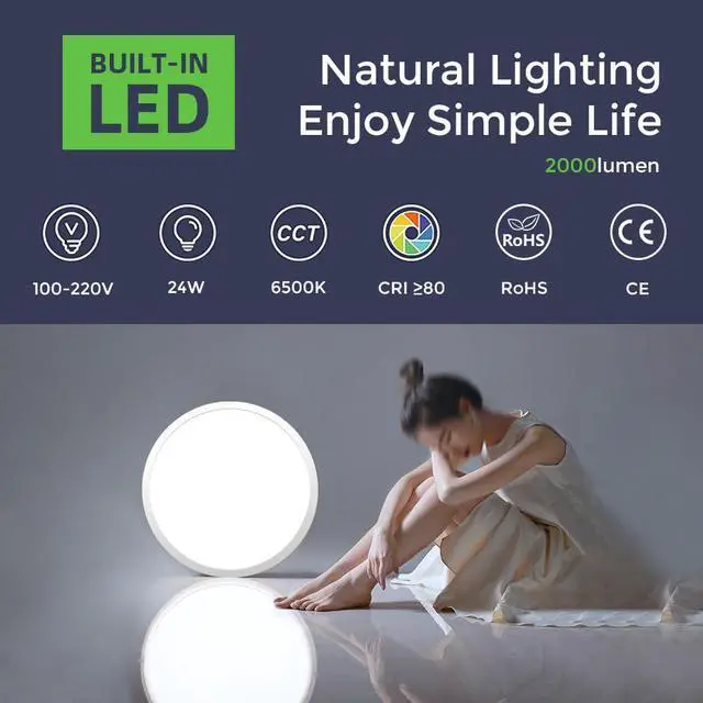 Alt view image 3 of 5 - LightingWill 24W LED Flush Ceiling Light