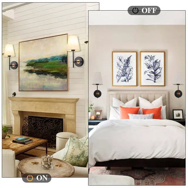 Alt view image 4 of 7 - Set of 2 Black and Gold Wall Lights for Living Room Bedrooms