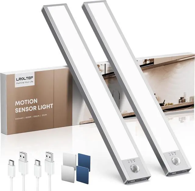 Main image of Under Cabinet Kitchen Lights Motion Sensor Dimmable 21cm 1500mA 2 Pack