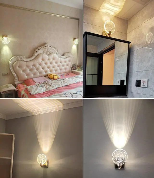 Alt view image 4 of 6 - Round LED Crystal Wall Light for Living Room Bedroom