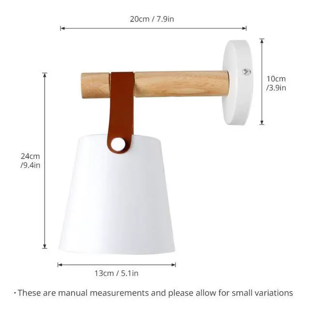 Alt view image 3 of 5 - Wall Light Sconce Modern Wooden Leather Decorative Led Wall Lamps E27