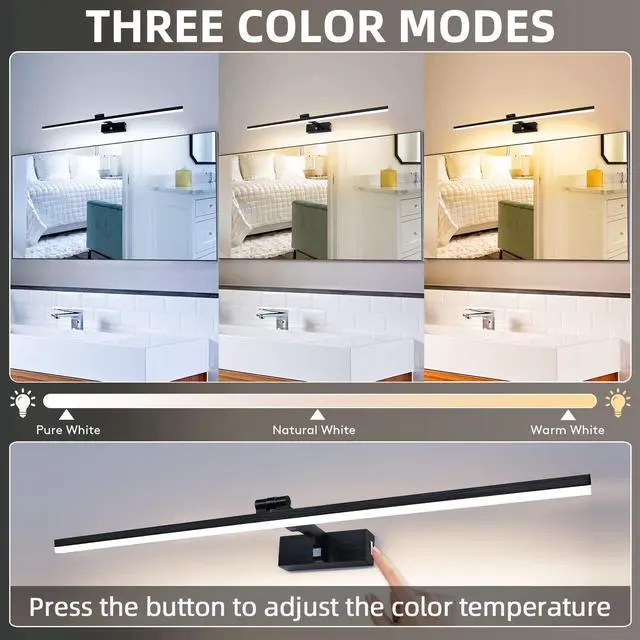 Alt view image 3 of 5 - LED Picture Lights 40CM Black Bathroom Wall Light