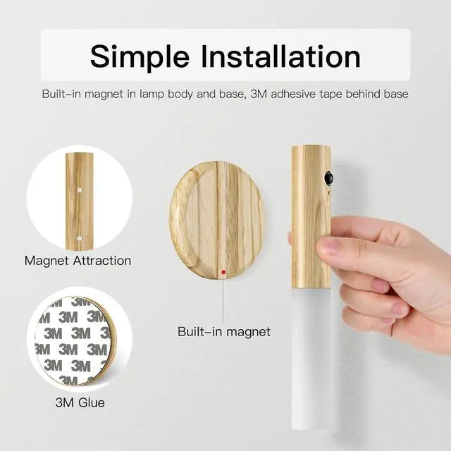 Alt view image 3 of 5 - Motion Sensor Night Light Portable Battery Lamp Removable Magnetic Wireless