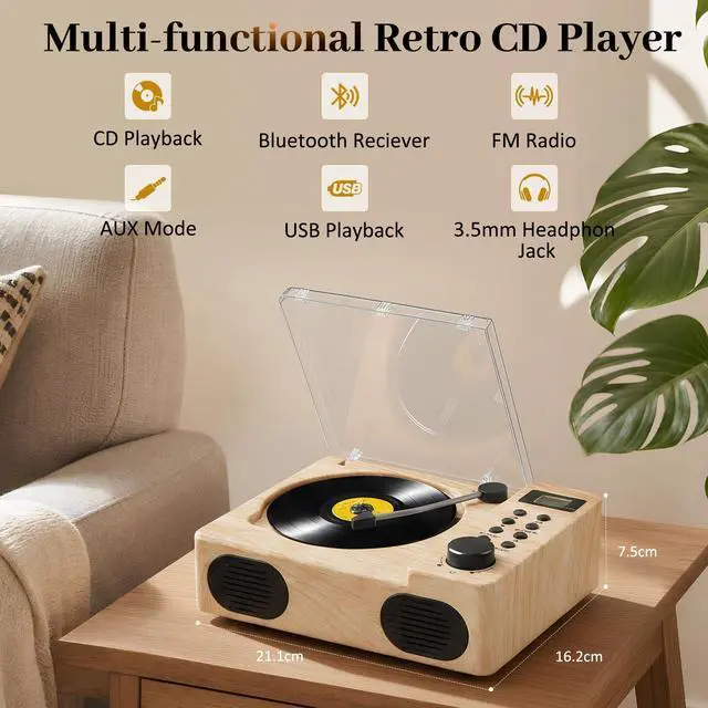 Alt view image 2 of 5 - Personal CD Player with Bluetooth & USB-C Charging