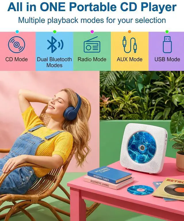 Main image of Portable CD Player Bluetooth Radio with CD-Player