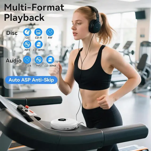 Alt view image 2 of 5 - CD Player Portable CD Players with Headphones LCD Display