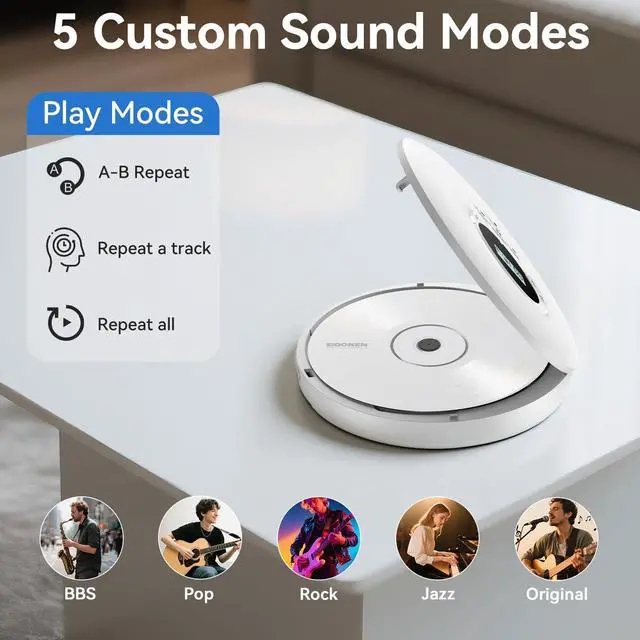 Alt view image 3 of 5 - CD Player Portable CD Players with Headphones LCD Display